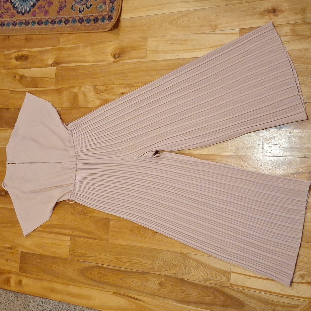 Zara Dusty Pink Pleated Wide-Leg Jumpsuit with Belt - Picture 12 of 15
